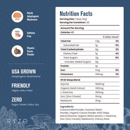 RYZE Hot Cocoa - with 6 Sleep Superfoods to Help F
